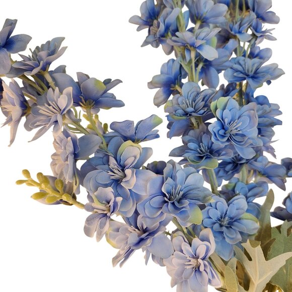 Artificial Blue Delphinium Silk Flowers With Greenery For Floral Arrangements & - Picture 7 of 8